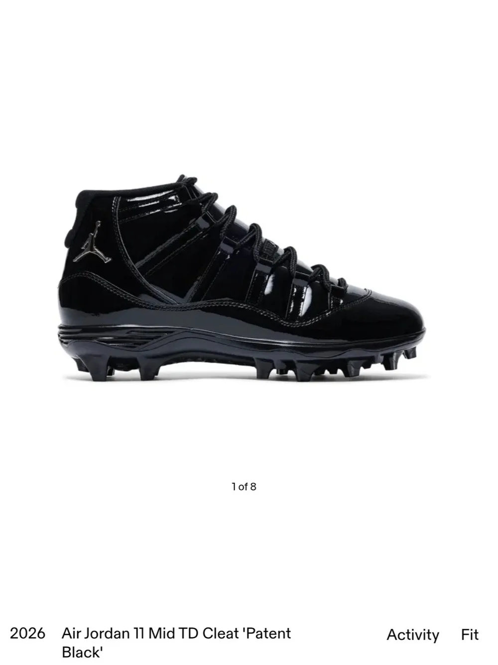 Jordan Air 11 Mid TD Cleat Patent Black